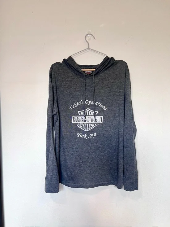 Harley-Davidson Lightweight Hoodie Gray Logo York PA XL - Picture 8 of 8